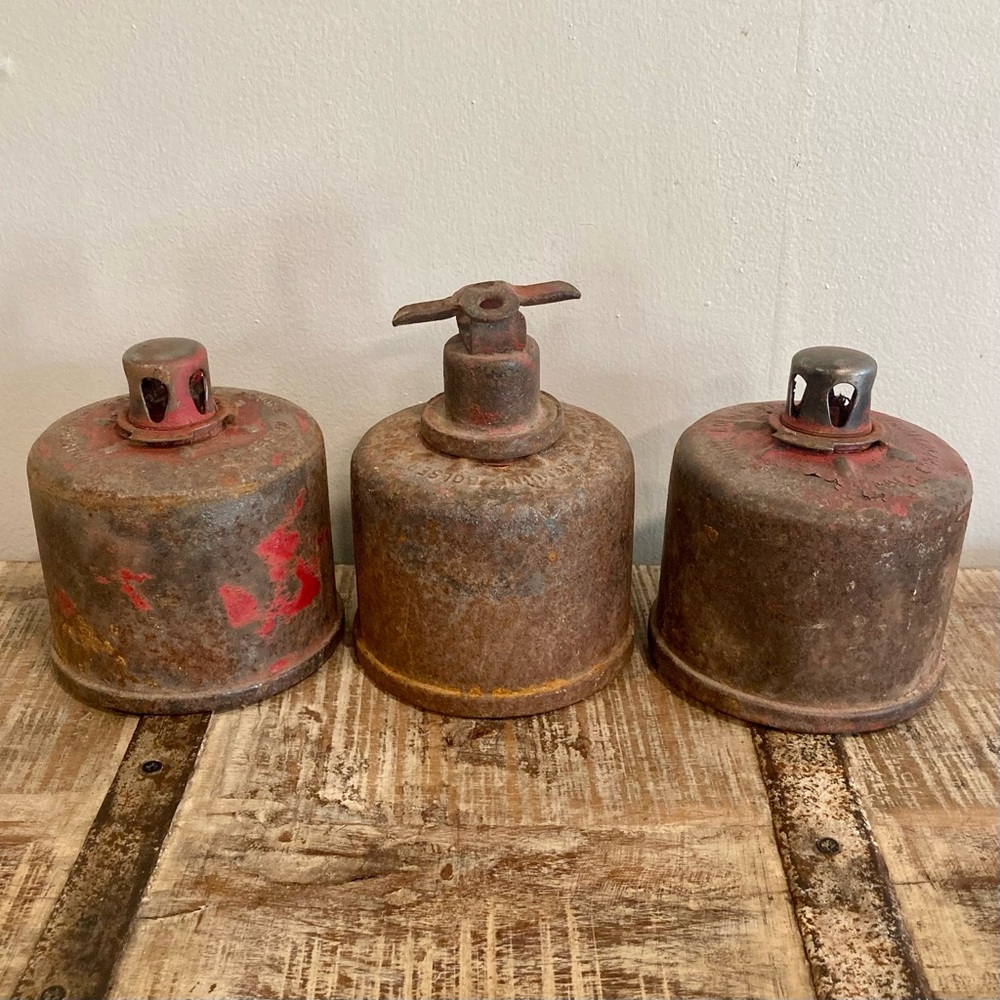 3 Vintage Bolser Corporation Roadside Flares Rusty Metal Decor Stackable - Picture 5 of 15